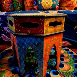 Mid Century Modern Octagonal Handpainted Handicraft Coffee Table Side End Table 18"×17.5"