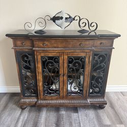 Wood Iron Marble Cabinet