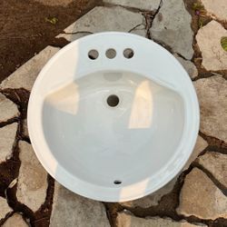 New Modern Ceramic Vessel Sink - Bathroom Vanity Bowl -Small Round White 19-1/2”