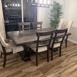 Rustic Dining Room Table & Chair Set w/ Leaf