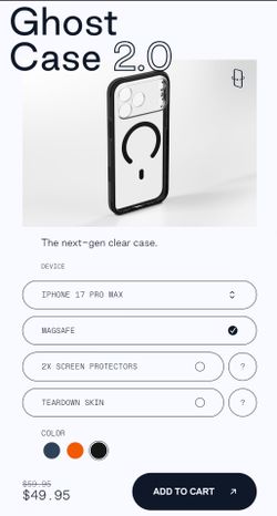 Dbrands Ghost 2.0 case for iPhone 17 pro max