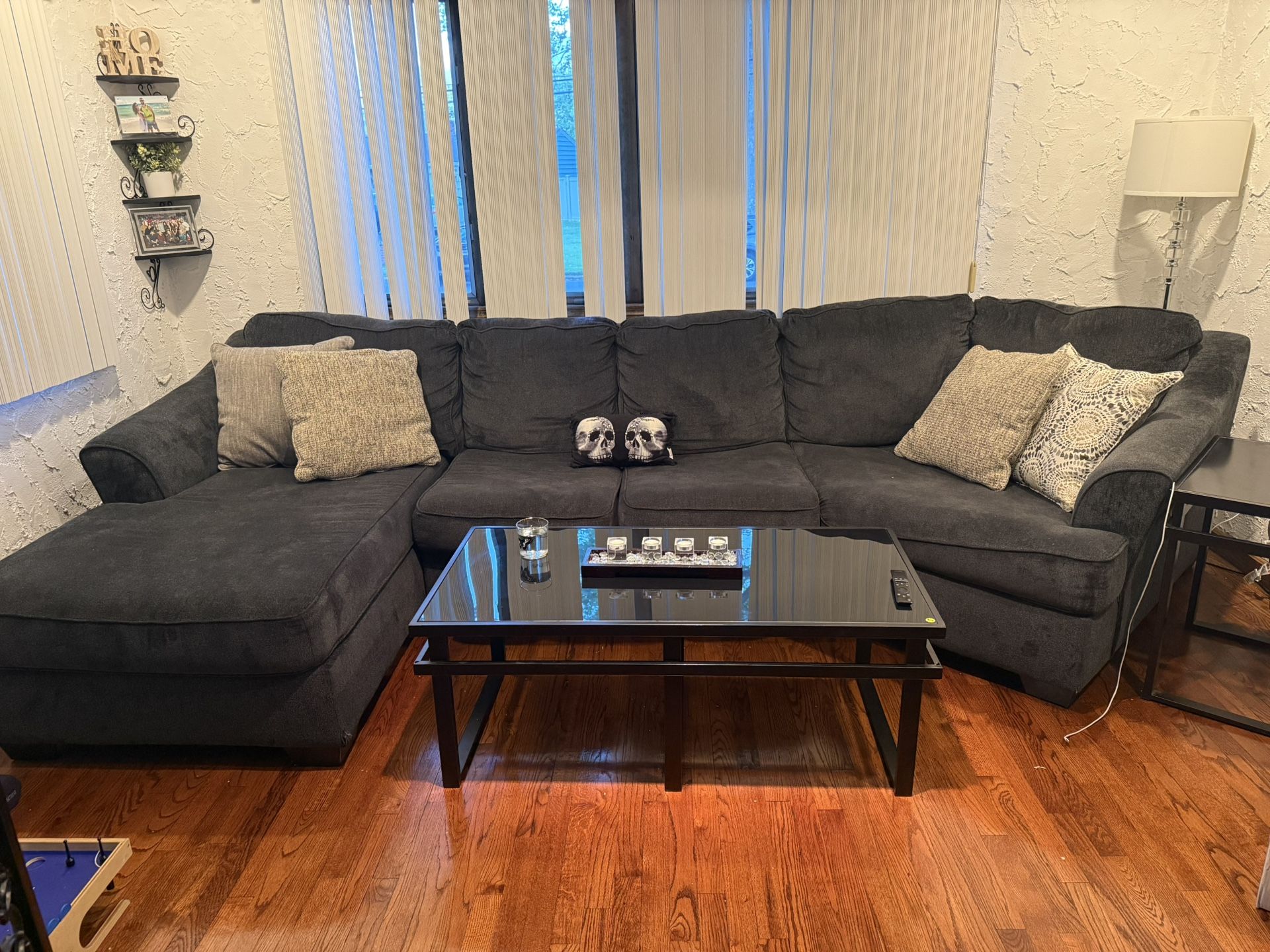 Charcoal Grey Microfiber Sectional