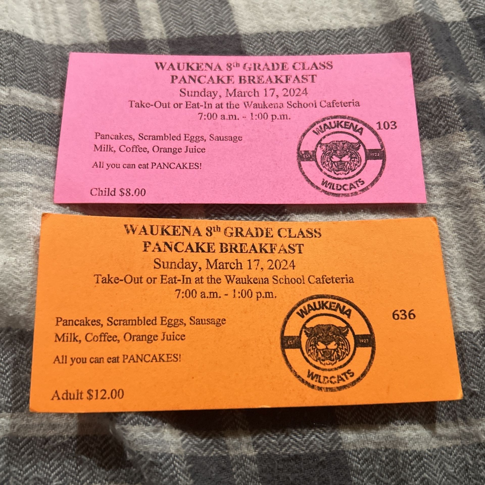 School Fundraiser Tickets Breakfast