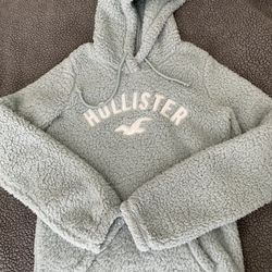 Hollister sherpa hoodie baby blue 