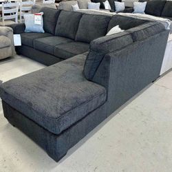 Dark Gray Sectional Couch With Chaise| 39$ Down Payment With Financing| Sameday Delivery 🚚 ( Sofa, Sectional,Couch, Ottoman, Loveseat) 