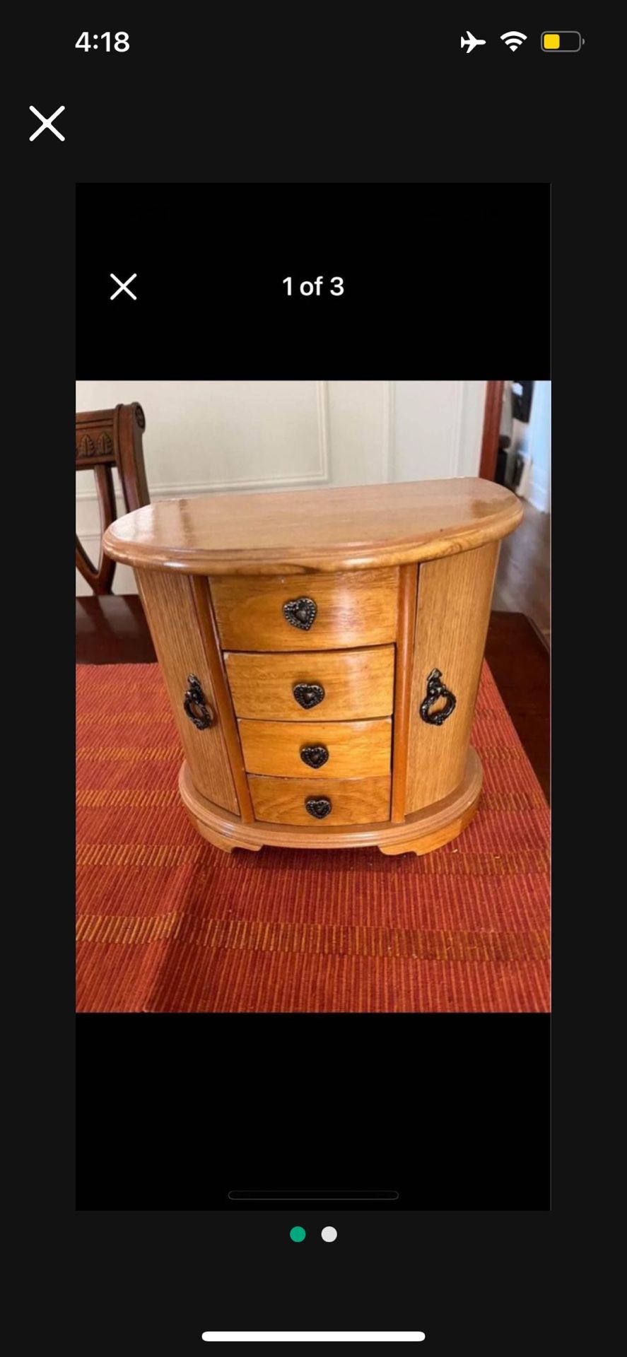 Jewelry Box In Light Wood Inside Mirror Is Missing 