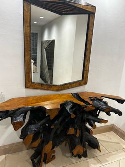 Live Edge Root Console Table and Mirror