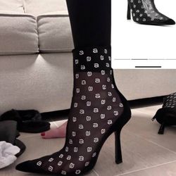 Alexander Wang Crystal-logo mesh boots