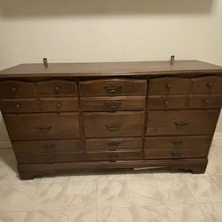 9-drawer Wide Brown Wood Dresser