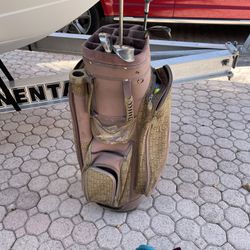Calina Golf Bag With Cover And 5 Clubs In Good Condition $50 Firm On Price