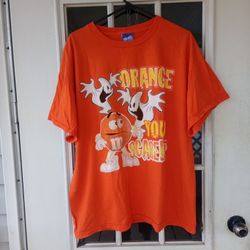 M&M “Orange You Scared” Halloween Ghost Big Print 90s Vintage T-Shirt Size XL