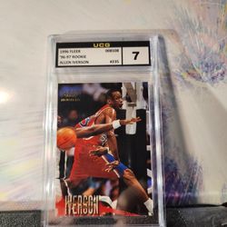 1996 FLEER ALLEN IVERSON #235 ROOKIE HOF PHILADELPHIA 76ERS RC UCG NM 7