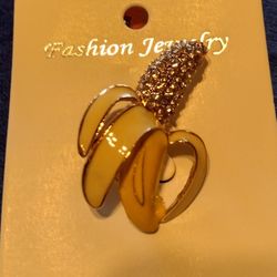 Rhinestone Banana Super Cute Pin NEW