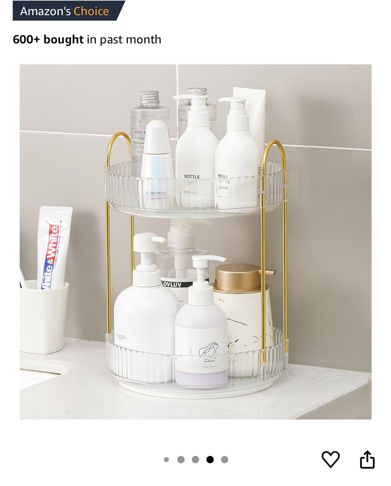 360° Rotating Makeup/Bathroom Organizer for Bathroom or Countertop