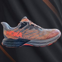 NEW Hoka One One Speedgoat 5 Sneaker Shoes Castlerock Vibrant Orange
