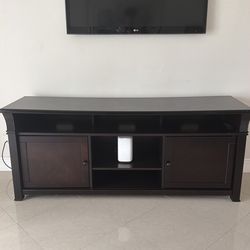 Dark Wood TV Stand / Media Console with Storage