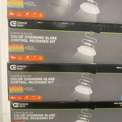 Slim Baffle Integrated LED 6 in Round Adj Color Temp Canless Recessed Light for Kitchen Bath Living rooms, White 4-Pack