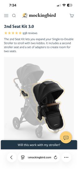 Mockingbird Stroller Second Seat Kit