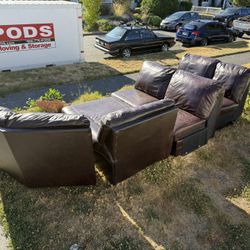 Large 4 Piece Leather Sectional Couch
