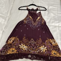 Free People cotton mini purple summer boho dress