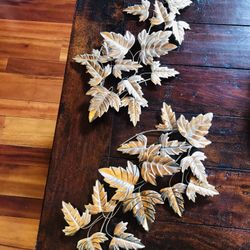 Mid Century Wall Art MCM Leaf Vine Brass Gold  Made in Hong Kong  Each (2 Available)