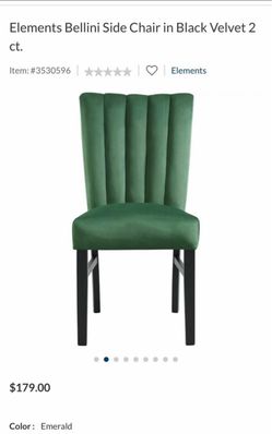 6 Elements Furniture Bellini Emerald Green Velvet Dining Chairs