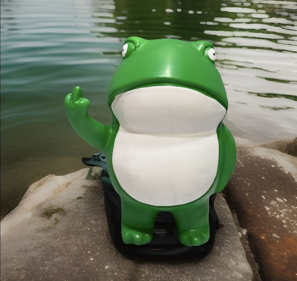 Rebellious Miniature Frog Figurine. Great Gift, Funny Frog. One Finger Salute.