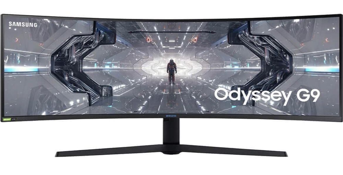 SAMSUNG 49” Odyssey G9 Gaming Monitor, 1000R Curved Screen, QLED, Dual QHD Display, 240Hz, NVIDIA G-SYNC and FreeSync Premium Pro, LC49G95TSSNXZA, Bla