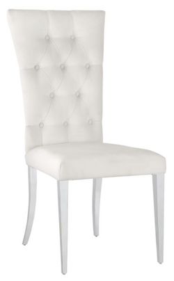 Kerwin Tufted Upholstered Side Chair (Set of 2) White and Chrome