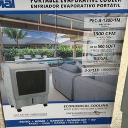 Dial 3-Speed Portable Evaporative Cooler - Up to 500 saft, 1300 CFM - PEC-A-1300-1M