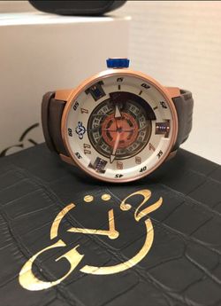 GV2 by Gevril Men's 'Motorcycle Sport' Automatic Stainless Steel and Brown Leather Casual Watch (Model: 1302)