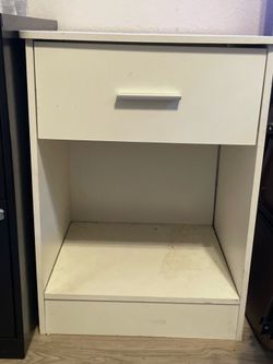 2 white bedroom end tables