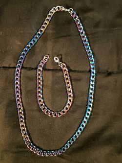 Multicolored Stainless Steel Necklace And Bracelet Set