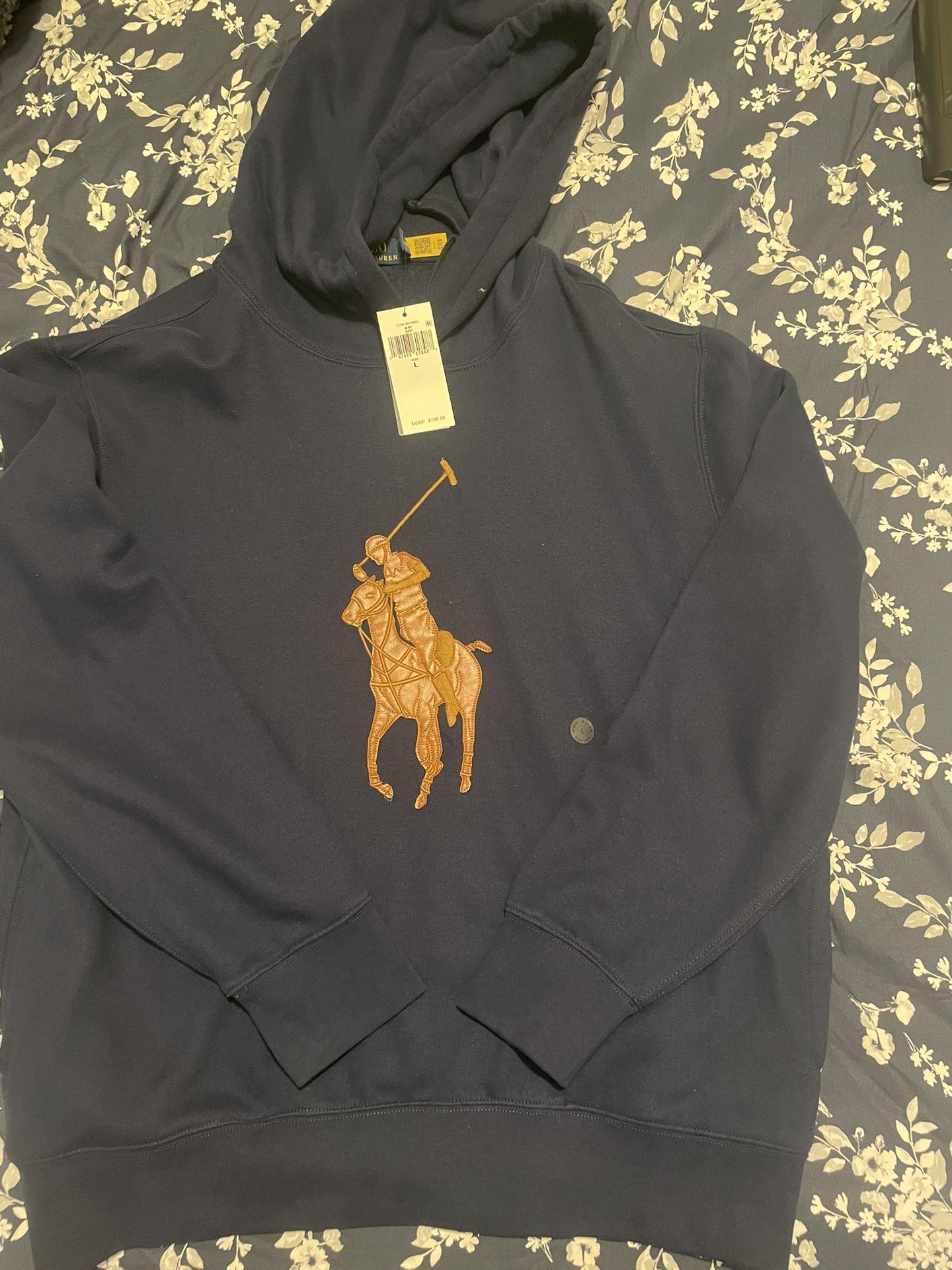 Ralph Lauren Navy Logo Hoodie L