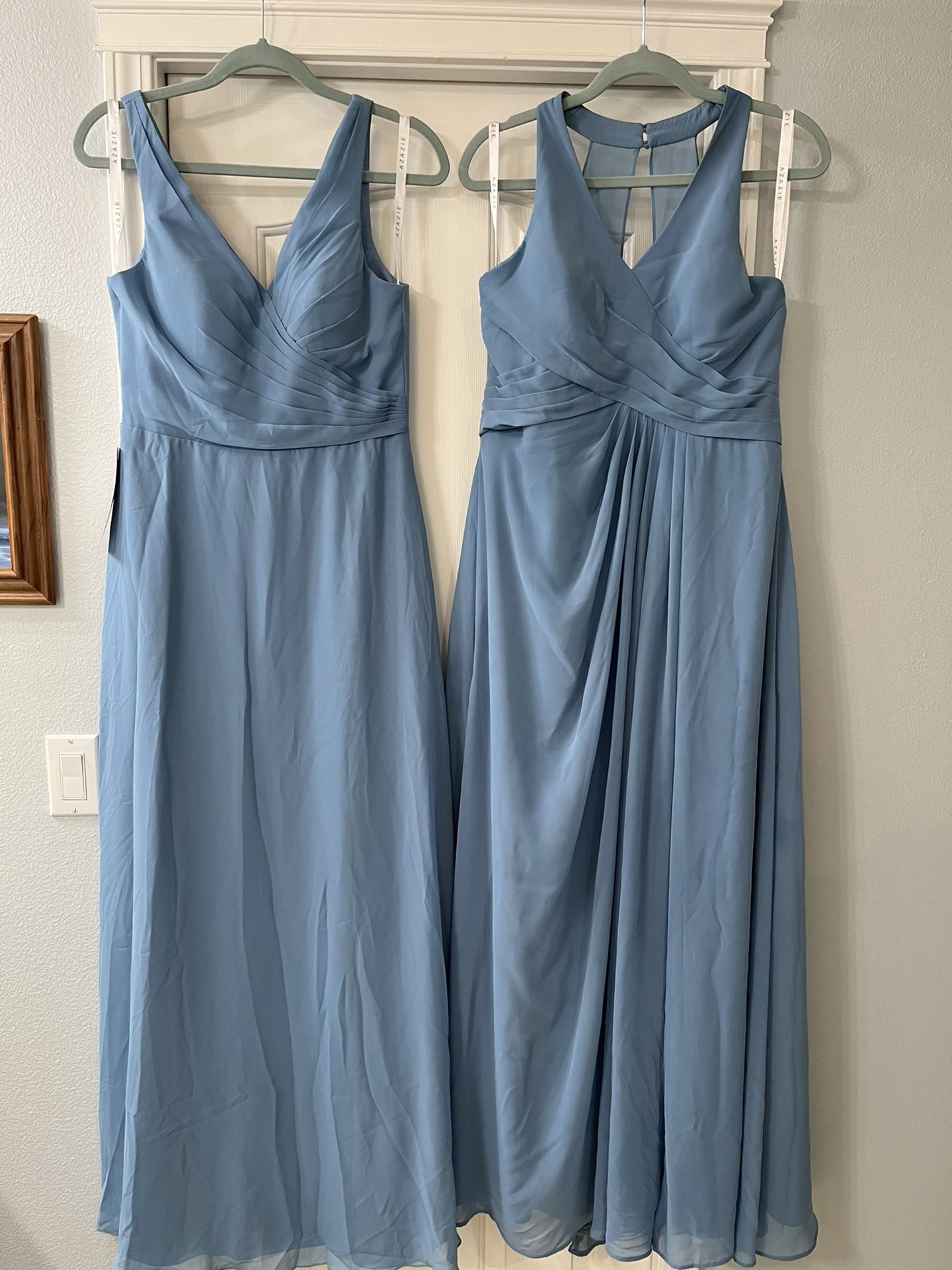 2 Steel Blue Bridesmaid Dresses