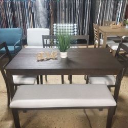 New 6 Piece Kitchen or Dining Set with Bench Seating