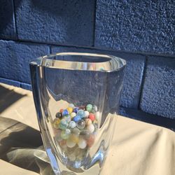 Swedish Stromberg Glass Vase And Vintage Marbles