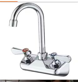 Double Handle Wall Mount Kitchen Faucet Standard Kitchen Faucet With Swivel Spout 4" Center in Polished Chrome