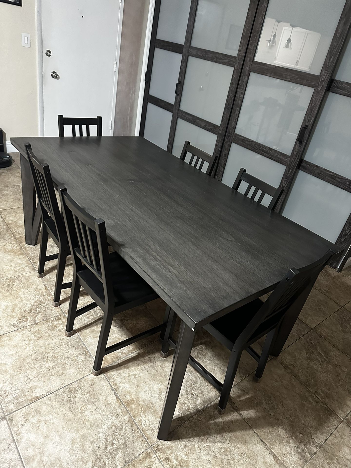Solid Wood Dining Table With 6 Chairs