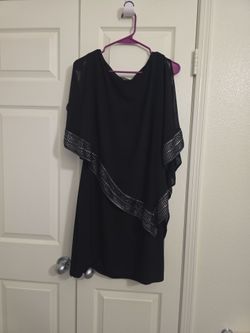 Black Chiffon Dress with Silver Trim