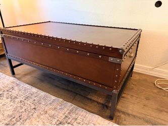 Brown studded storage coffee table