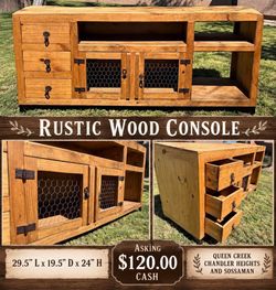 🌿Rustic Solid Wood Console / TV Stand