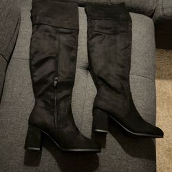 Womens Over The Knee Thigh High Block Heel Boots Blk Size 6.5 Dream Pairs Suede