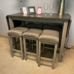 Gumboro Dark Walnut & Chestnut Counter Height Dining Room Set / 5pc