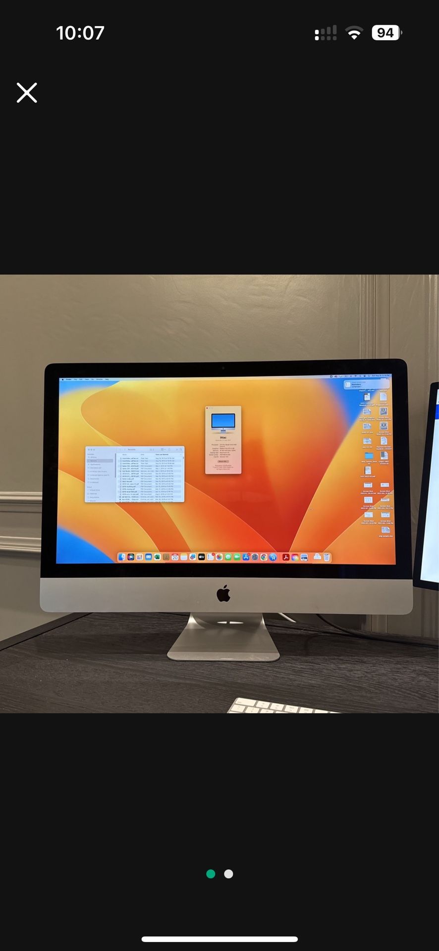 apple 27” IMAC 3.5 GHz I5 16G 512 GB SSD MAC OS Ventura 13.5