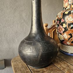 Vintage Mexican Blackware Black Clay Vase Mexico