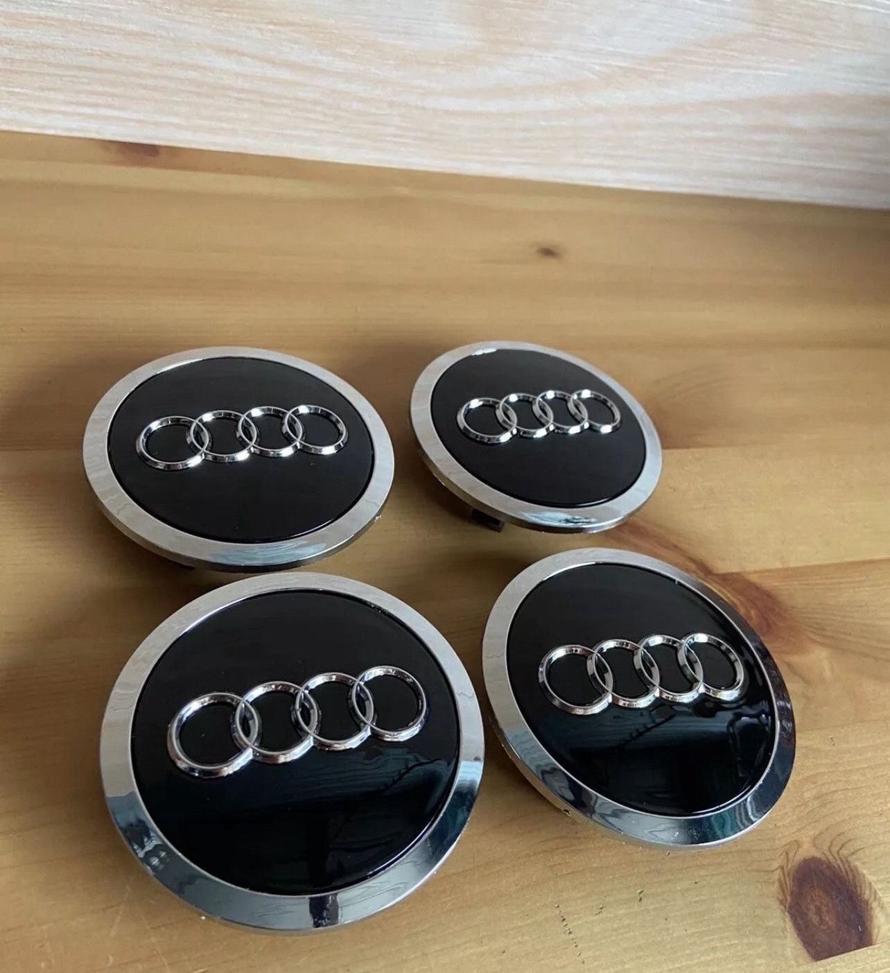 Audi 69mm Black Chrome Wheel Rim Center Hub Caps Emblem 4PC Set 4B0601170A