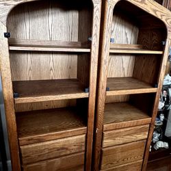 Wood Bookshelf/Piers/Night Stands
