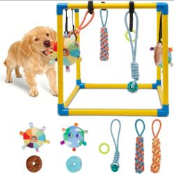 Flyice Puppy Play Gym with 8 Hanging Toys, Interactive Puppy Activity Center for Teething, Chewing & Training