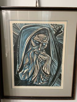 IRVING AMEN COLOR WOODCUT LITHOGRAPH